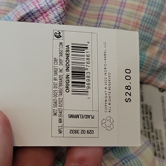 Ingrid & Isabel Woven Peek-a-boo Tie-Front Smocked Maternity Top Plaid-Size XL - Picture 7 of 7